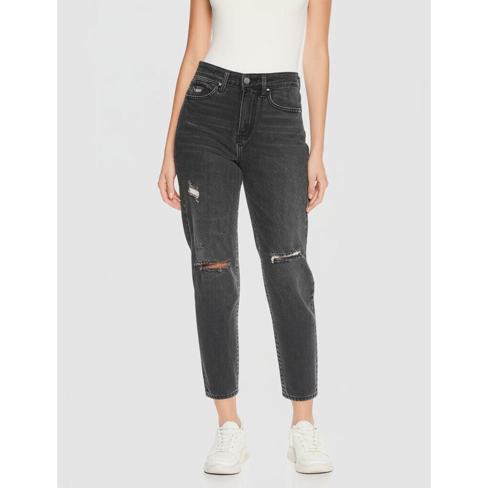 RSQ Jeans 1/W25 Black Wash Vintage Mom Distressed High‎ Rise Retro Casual Emo